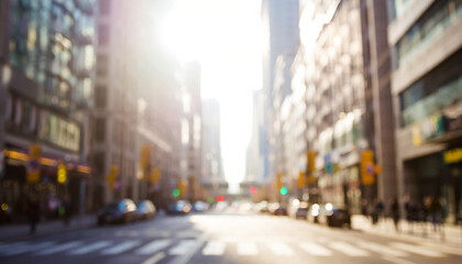 ソフトフォーカスの画像　ぼやけた都会のオフィス・繁華街の風景
