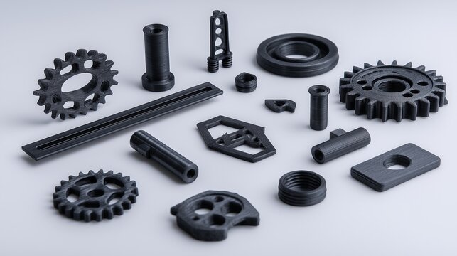 Diverse Collection of 3D Printed Industrial Mechanical Components and Gears