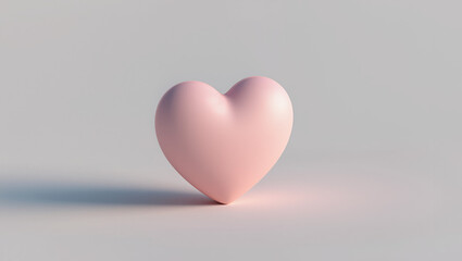 Minimalist 3D heart in pale rose on a light neutral background. Soft natural shadow, clean geometry, muted elegant palette. Ideal for digital campaigns, websites, and seasonal promotions.