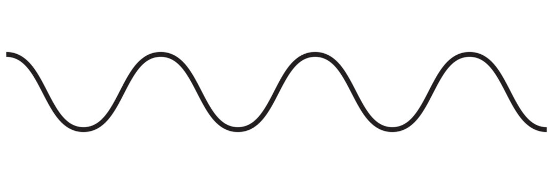 Sine wave vector illustration, black and white sinusoidal line diagram for science and math.