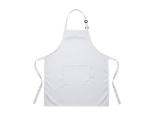 White apron with adjustable straps and front pocket
