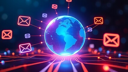 Futuristic Global Social Network Connectivity Concept. generative ai