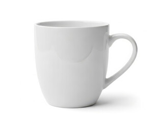 Simple white ceramic mug with handle