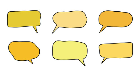 Fototapeta premium Set of hand drawn speech bubble Blank empty message box Textbox frame for banners, price tags, stickers, design