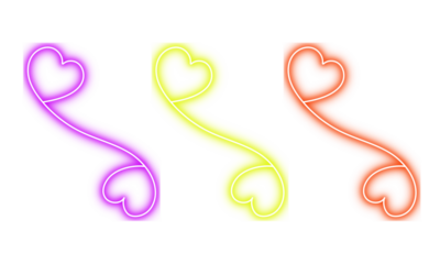 Abstract vibrant heart shapes pattern with colorful purple, yellow, and red elements