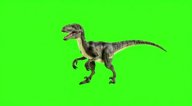 Dinosaur In a natural movement on green screen background.