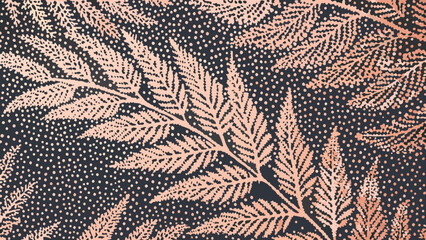 Intricate fern leaf pattern with a dotted background in shades of orange © Chapala