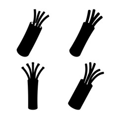 Black silhouette icons depicting stripped electrical cables with exposed individual wire strands ready for connection