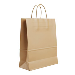 Brown paper shopping bag with handles isolated on white background