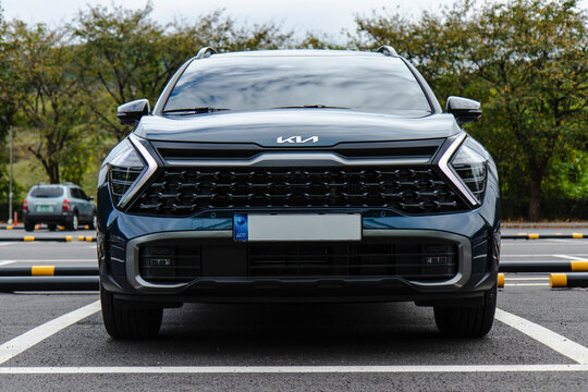 October 19, 2021, Seoul, South Korea - A new Kia Sportage HEV (Hybrid Electric Vehicle) is seen parked in a parking lot.