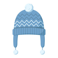 Winter Hat with Pom Pom Isolated Vector Illustration