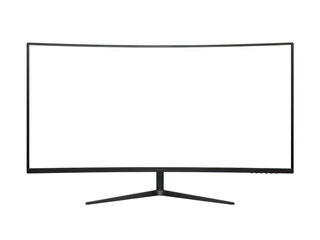 Modern Curved Computer Monitor on Stand Isolated on Transparent Background