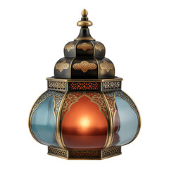 Traditional Ramadan Lantern With Candle Light Isolated Transparent Background