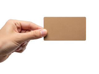 Hand Holding Blank Business Card Isolated on Transparent Background for Branding