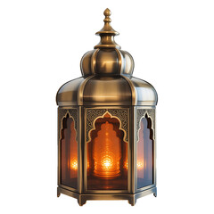Traditional Ramadan Lantern With Candle Light Isolated Transparent Background