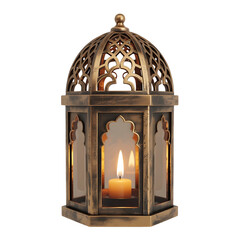Traditional Ramadan Lantern With Candle Light Isolated Transparent Background