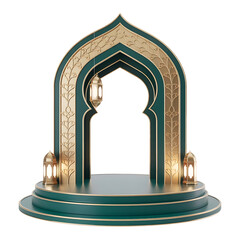 Golden Ramadan Lantern Crescent Moon Hanging Decor Isolated Transparent Background