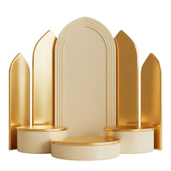 Golden Ramadan Lantern Crescent Moon Hanging Decor Isolated Transparent Background