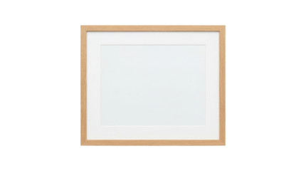 Square Natural Wood Picture Frame Mockup with White Mat isolated PNG with Transparent Background