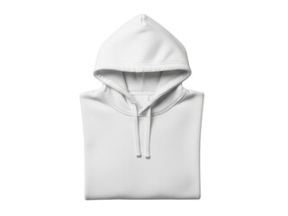 White hoodie neatly folded isolated on plain background for casual wear