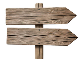 Wooden Directional Signpost with Two Arrows Pointing Different Ways