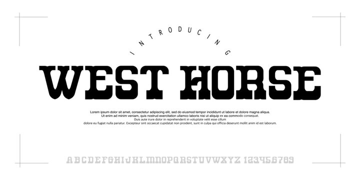WestHorse. Font Bold western slab serif font inspired by classic cowboy style, perfect for vintage logos, ranch branding, posters, and Americana designs.