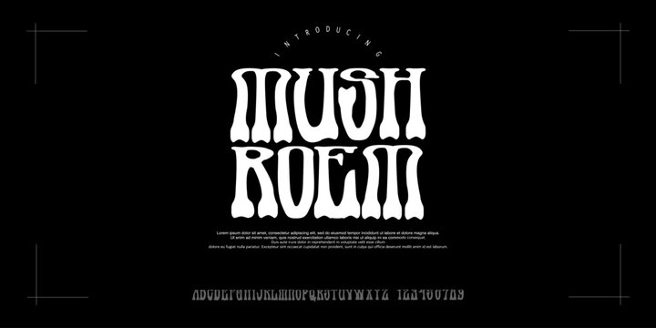 Mushroem font is A psychedelic retro display font with wavy distorted shapes, perfect for music posters, album covers, and bold visuals.
