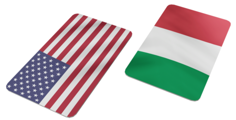 Flags of the United States of America and Hungary Displayed Side by side as Modern Graphic Elements