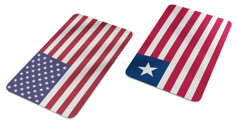 Obraz premium Flags of the United States of America and Liberia Displayed Side by Side, Symbolizing International Relations and Diplomacy