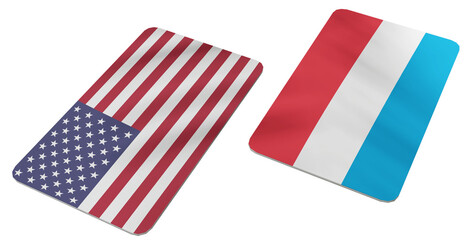 Obraz premium Stylized Flags of the United States of America and Luxembourg Side by Side, Symbolizing International Relations and Cooperation