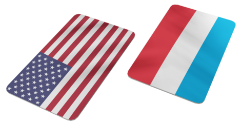 Stylized Flags of the United States of America and Luxembourg Side by Side, Symbolizing International Relations and Cooperation