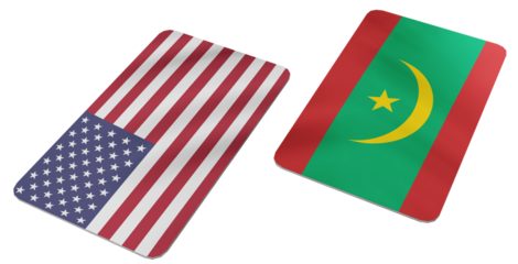 Flags of the United States of America and Mauritania Side by Side, Representing International Relations and Cooperation