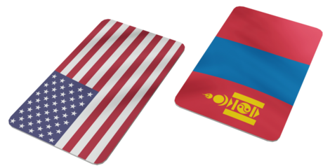 Flags of the United States of America and Mongolia Representing International Relations and Diplomatic Ties