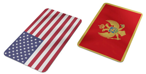 Obraz premium United States of America and Montenegro Flags Arranged in a Diagonal Display, Symbolizing Diplomatic Relations and International Partnership