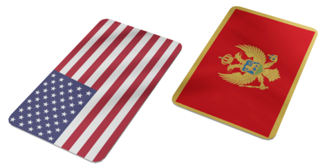 United States of America and Montenegro Flags Arranged in a Diagonal Display, Symbolizing Diplomatic Relations and International Partnership