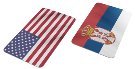 Flags of the United States of America and Serbia Displayed Together as Two Distinct, Rounded Rectangular Icons, Symbolizing Bilateral Relations and International Partnership
