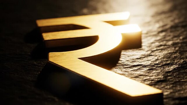 Indian Rupee Symbol - A Close-Up View of Currency and Finance.