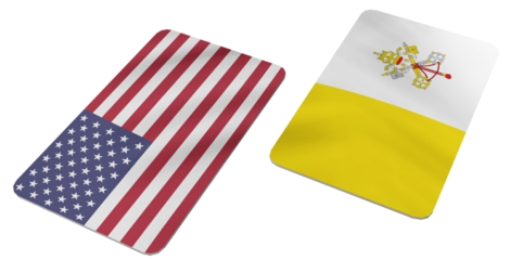 Flags of the United States and Vatican City in a Stylized 3d Render, Symbolizing International Relations