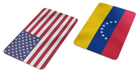 Flags of the United States of America and Venezuela Displayed Side by Side, Representing International Relations