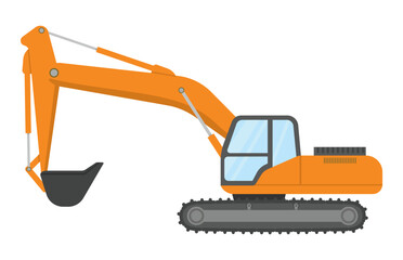 Orange excavator with black bucket on white background © Ataullah Akram