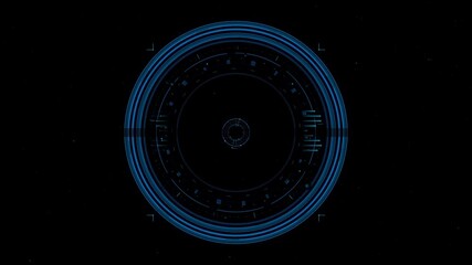 Round HUD elements show data display and interface design for futuristic space navigation in a sci-fi setting - Powered by Adobe