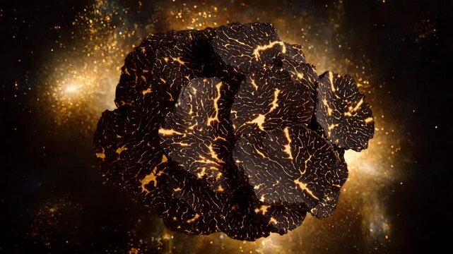 192Macro culinary shot of black truffles in a bowl, thin slices overlapping slightly, light catching the glossy surfaces, conveying gourmet sophistication and exclusive dining experie