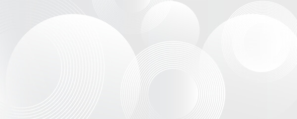 Fototapeta premium White geometric abstract background overlap layer on bright space with lines effect decoration.