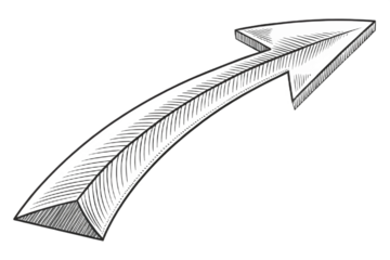 Dynamic Curved Arrow Hand-Drawn Illustration