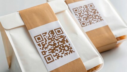 Two packaged items with QR codes on a white surface.