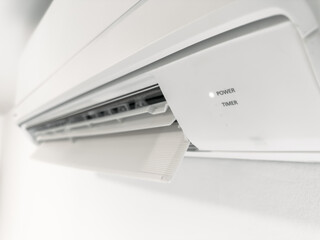 Wall mounted air conditioner indoor unit close up