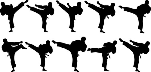 Mechanic Worker Action Silhouette Set