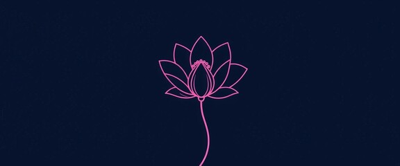 Minimalist line art of a blooming flower, emphasizing simplicity and organic form,  elegant,  clean