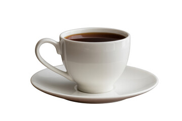 Obraz premium White coffee cup on saucer from side black coffee isolated on a transparent background