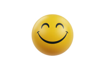 Fototapeta premium Yellow smiley face emoji with closed eyes smiling isolated on a transparent background